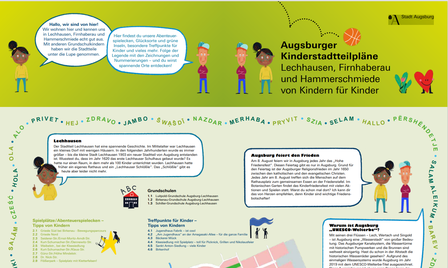 Ausschnitt aus dem Kinderstadtteilplan mit Illustrationen